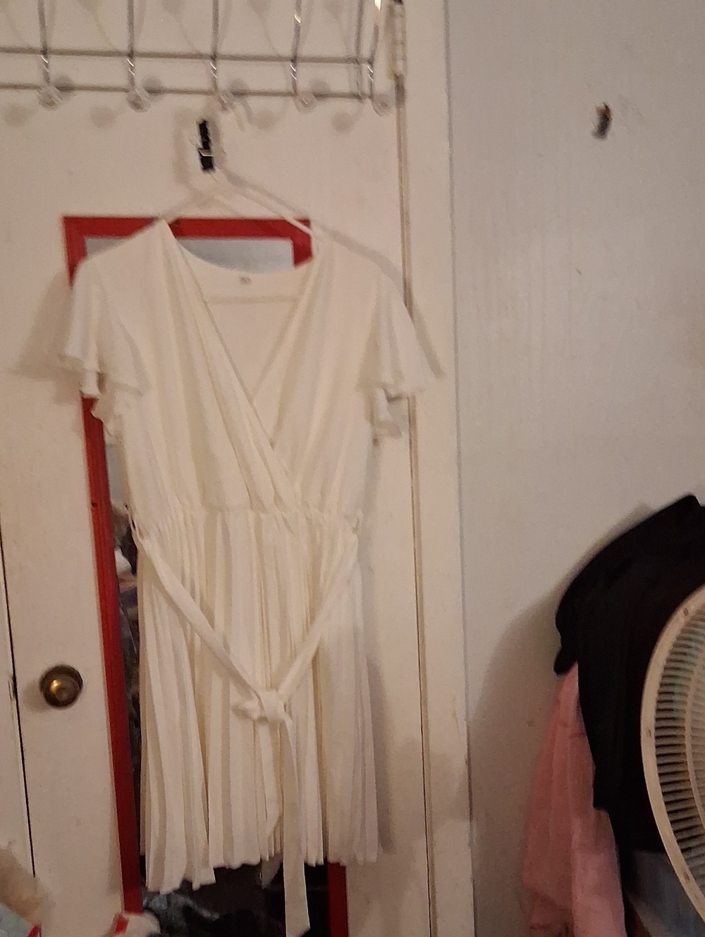 Women’s Cream Wrap Pleated Dress